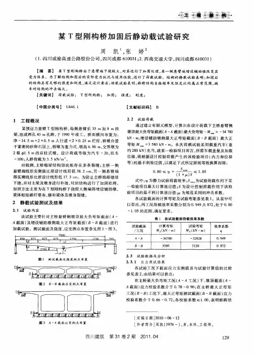 某T型刚构桥加固后静动载试验研究