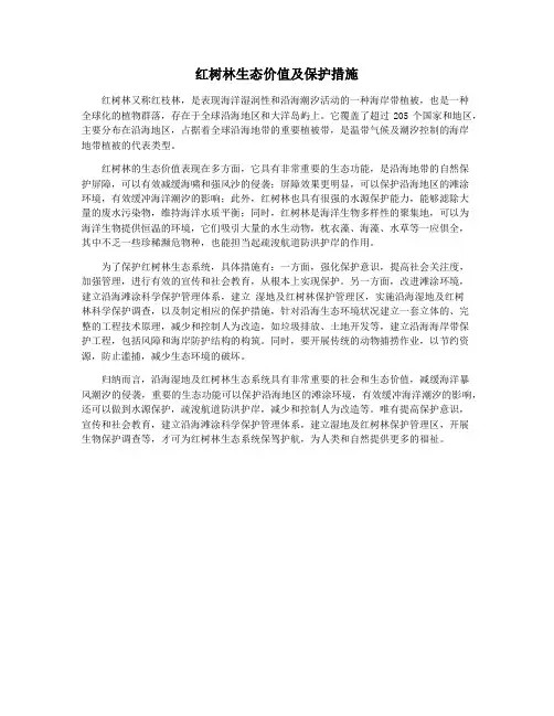 红树林生态价值及保护措施
