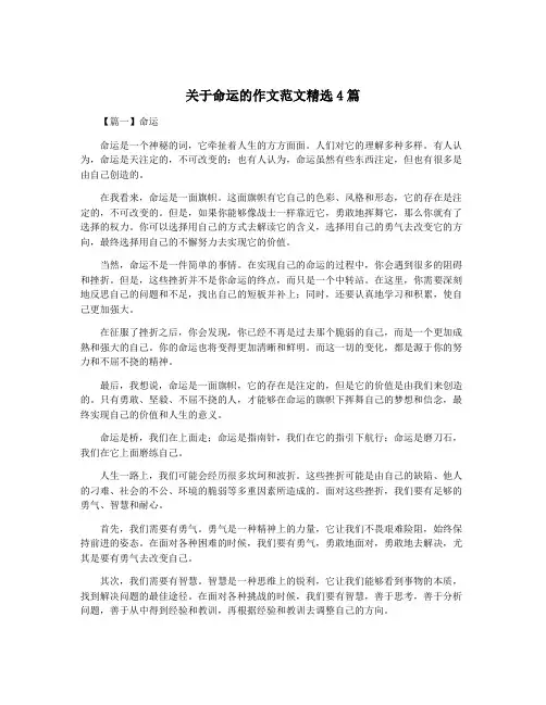 关于命运的作文范文精选4篇