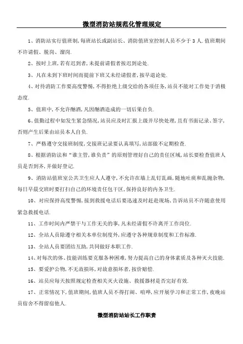 微型消防站管理规定流程