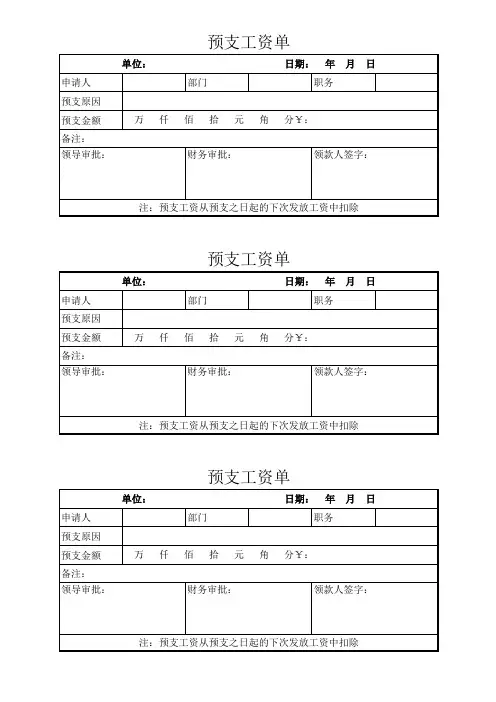财务各类报销单据模板
