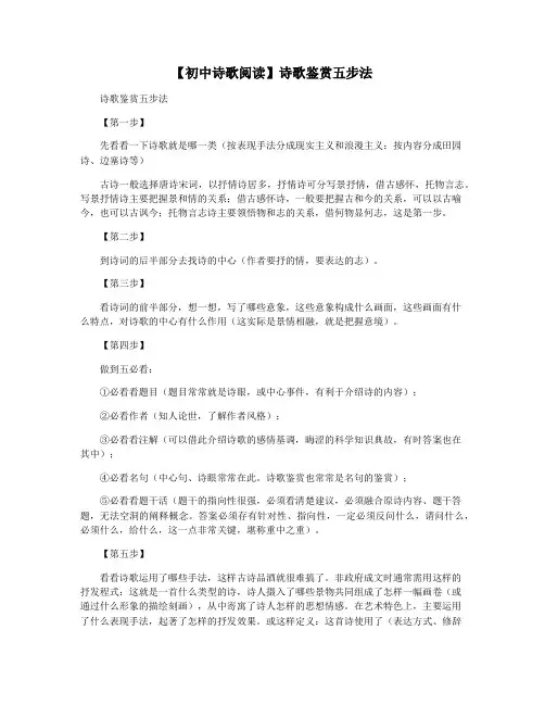 【初中诗歌阅读】诗歌鉴赏五步法