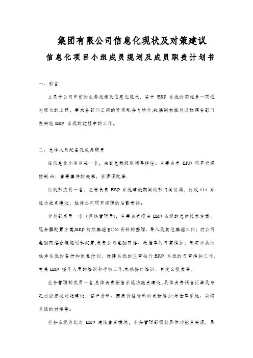 集团有限公司信息化现状及对策建议