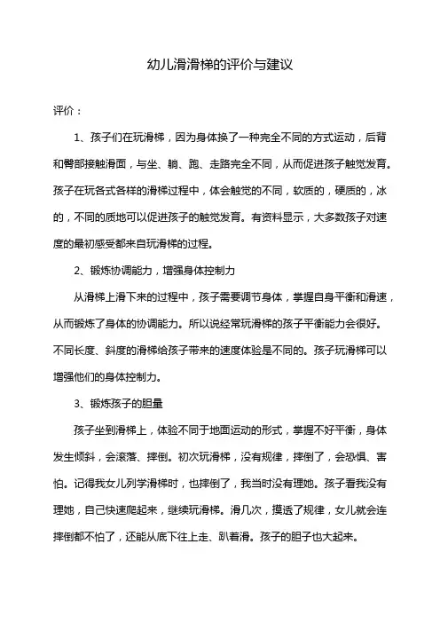 幼儿滑滑梯的评价与建议