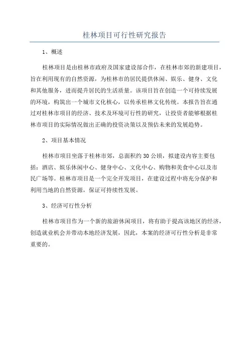 桂林项目可行性研究报告