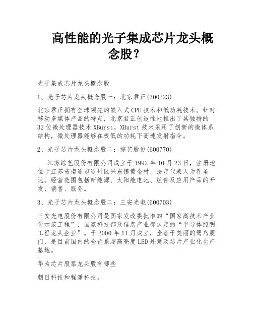 高性能的光子集成芯片龙头概念股？