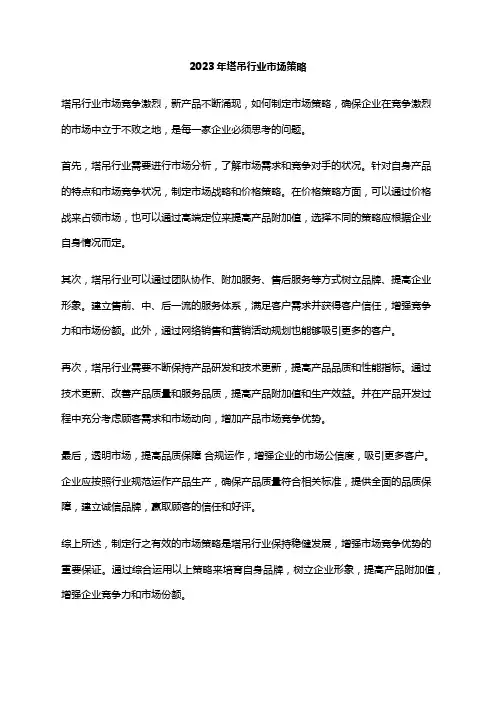 2023年塔吊行业市场策略