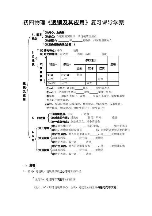 初四物理《透镜及其应用》复习课导学案