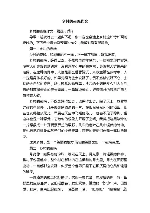 乡村的夜晚作文