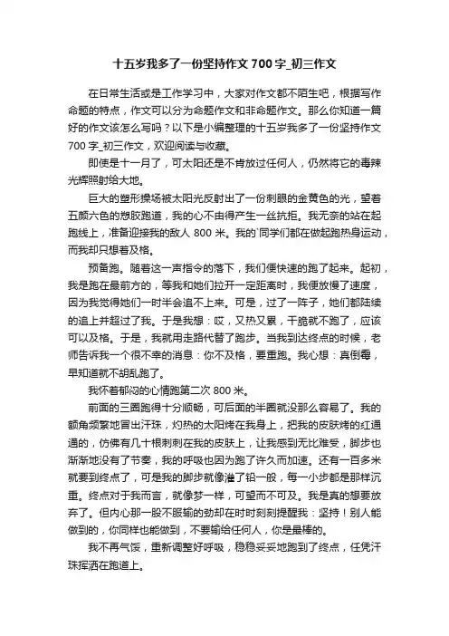 十五岁我多了一份坚持作文700字_初三作文