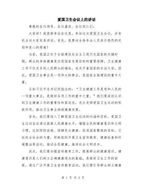爱国卫生会议上的讲话