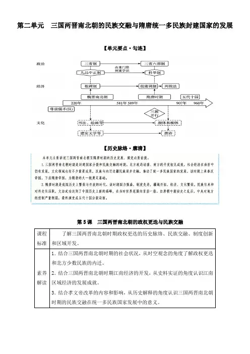 三国两晋南北朝的民族交融与隋唐统一多民族封建国家的发展