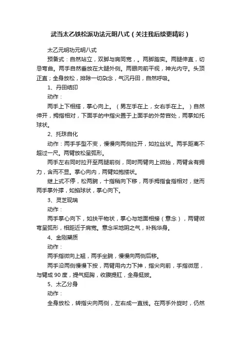 武当太乙铁松派功法元明八式（关注我后续更精彩）