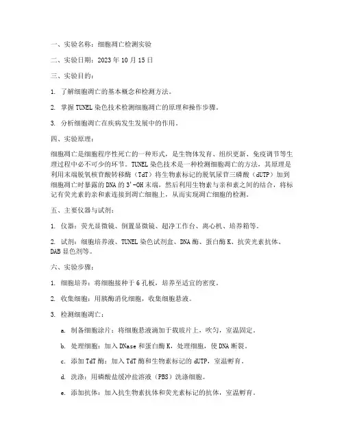 医学实验报告通用
