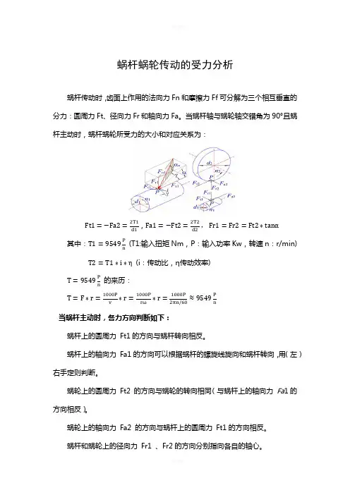 蜗杆蜗轮传动的受力分析