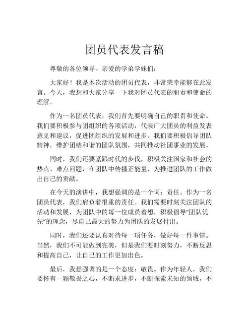 团员代表发言稿