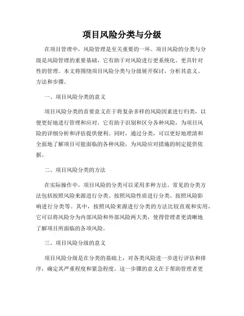 项目风险分类与分级