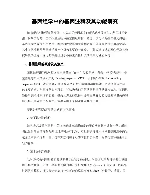 基因组学中的基因注释及其功能研究