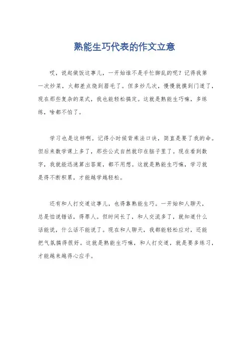 熟能生巧代表的作文立意