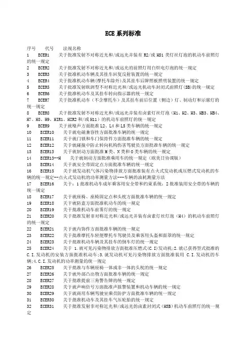 ECE系列标准清单