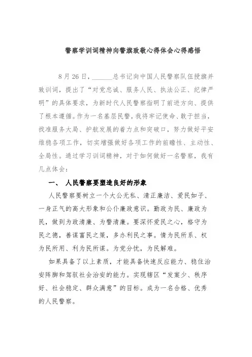 警察学训词精神向警旗致敬心得体会心得感悟