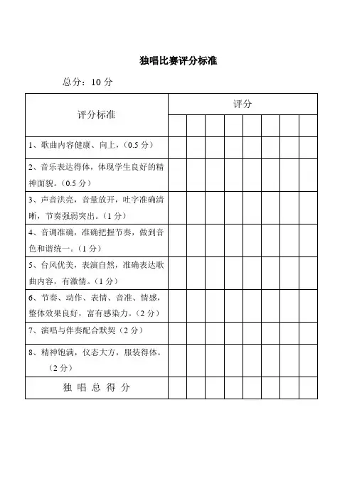 比赛评分标准表