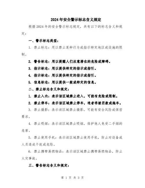 2024年安全警示标志含义规定