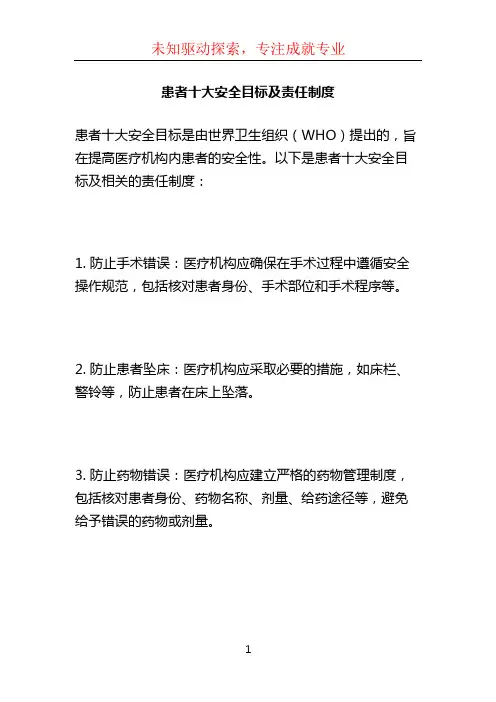 患者十大安全目标及责任制度 (2)
