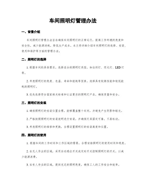 车间照明灯管理办法
