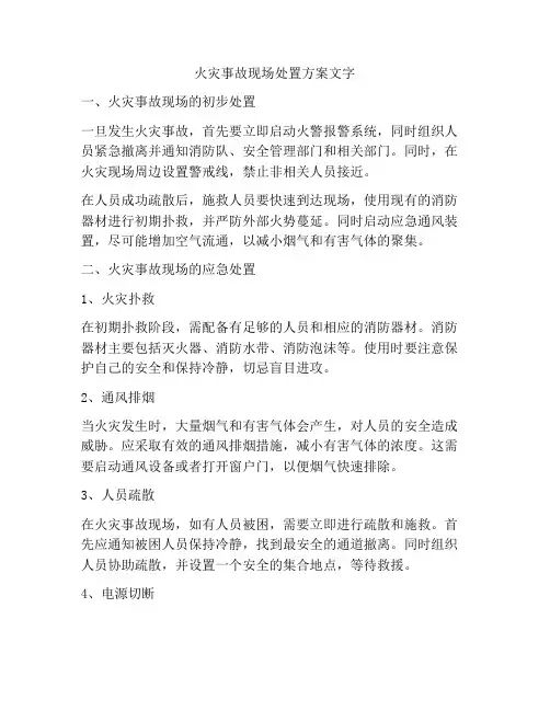 火灾事故现场处置方案文字