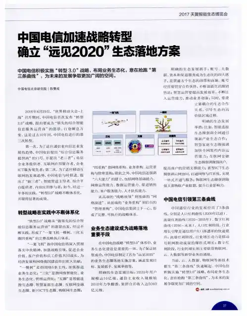 中国电信加速战略转型 确立“远见2020”生态落地方案