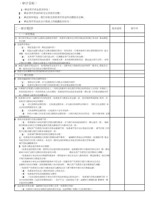 审计底稿程序表大全