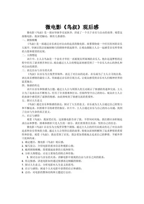 微电影《鸟叔》观后感