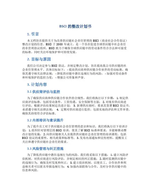 BSCI的整改计划书