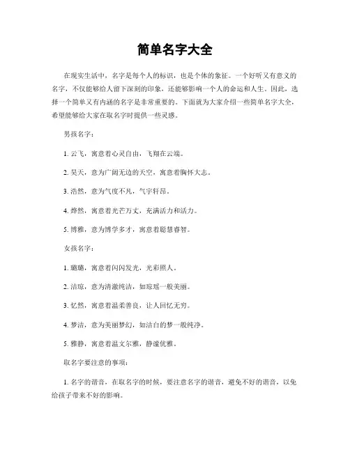 简单名字大全