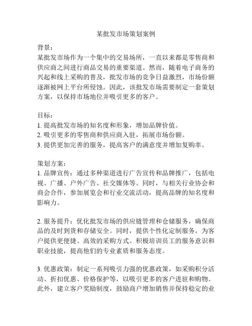 某批发市场策划案例