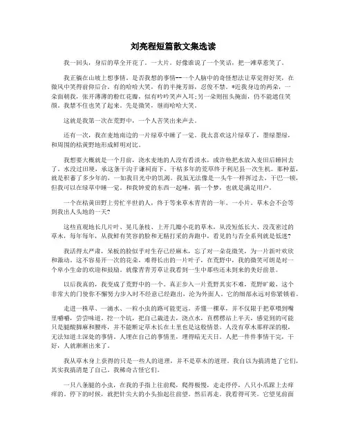 刘亮程短篇散文集选读