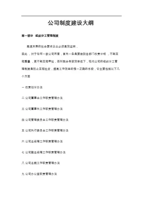 最新公司制度建设大纲介绍