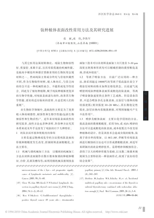 钛种植体表面改性常用方法及其研究进展