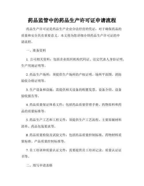 药品监管中的药品生产许可证申请流程