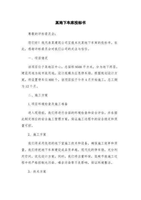 某地下车库投标书