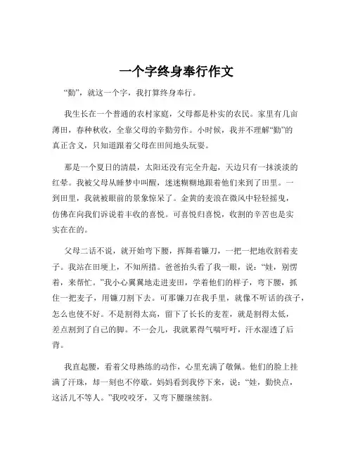 一个字终身奉行作文