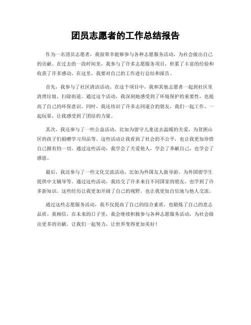 团员志愿者的工作总结报告