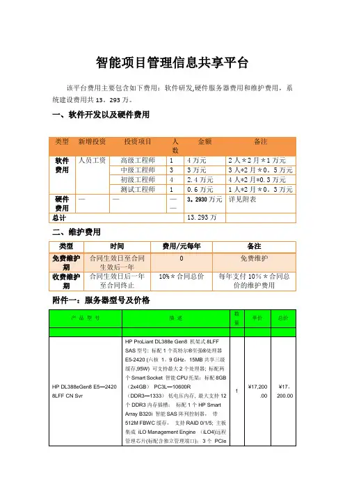 软件项目报价表-软件报价明细表-软件报价明细
