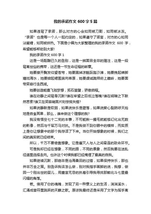 我的承诺作文600字5篇