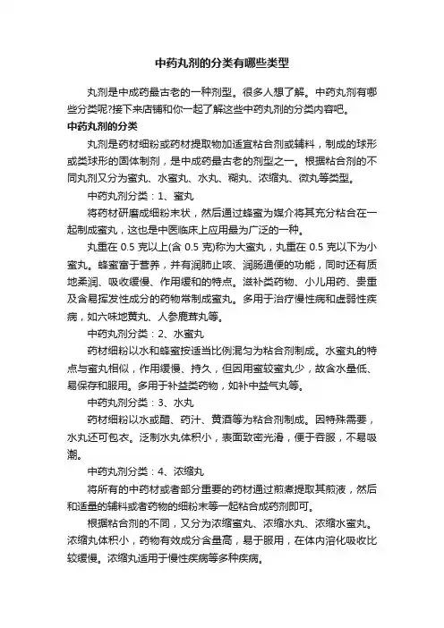 中药丸剂的分类有哪些类型