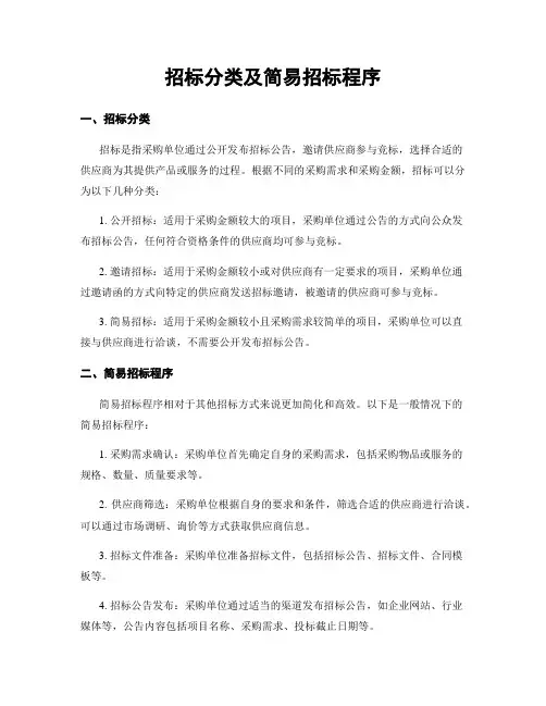 招标分类及简易招标程序