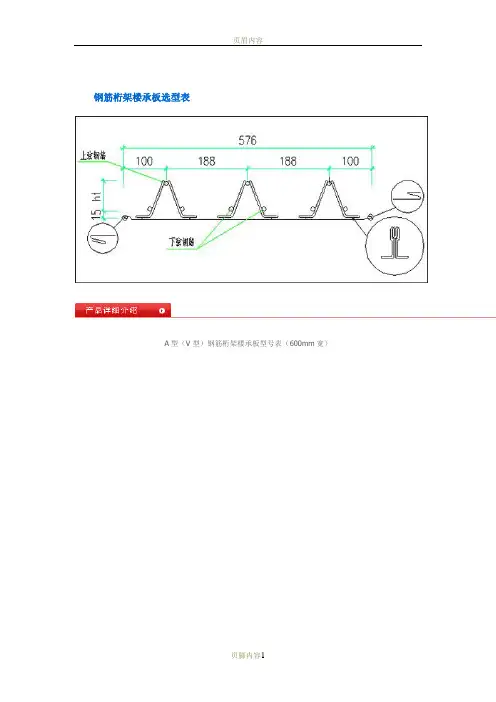 钢筋桁架楼承板选型表