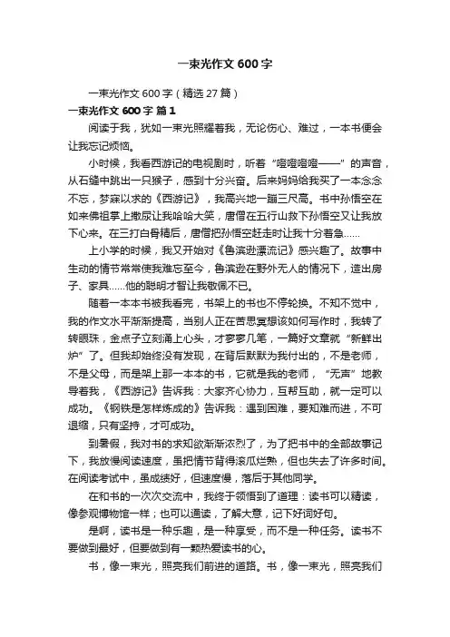 一束光作文600字（精选27篇）