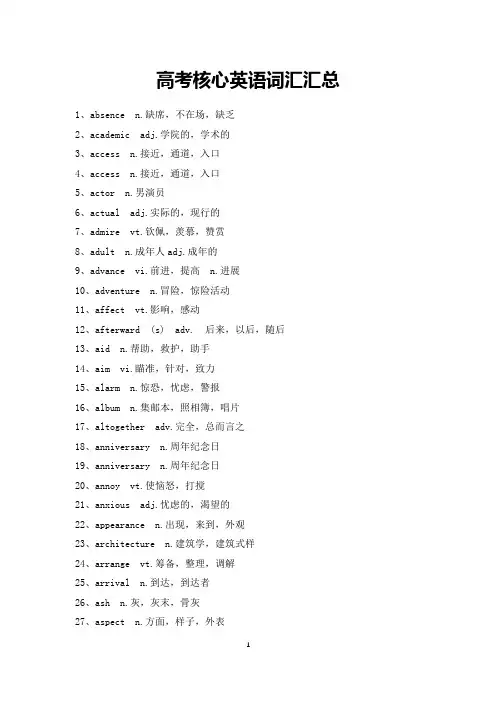 高考核心英语词汇(打印版)